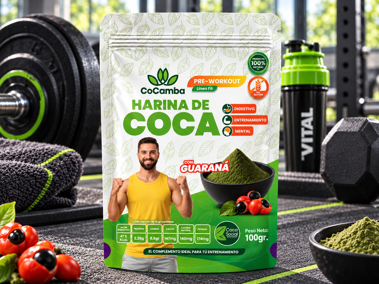 Harina de coca con guaraná — Foto: 100 g